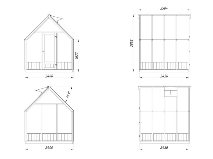 Palmako drivhus Emilia 5,4 m² - 240 x 244 cm